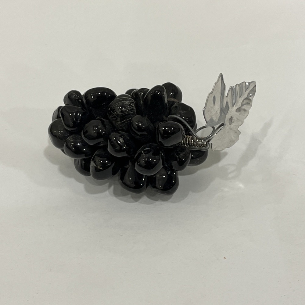 Black Onyx Stone Grape Clusters, Obsidian, Faux Stone Grapes, Decor